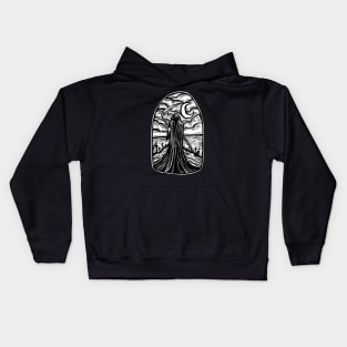 Grim Reaper woodcut Kids Hoodie